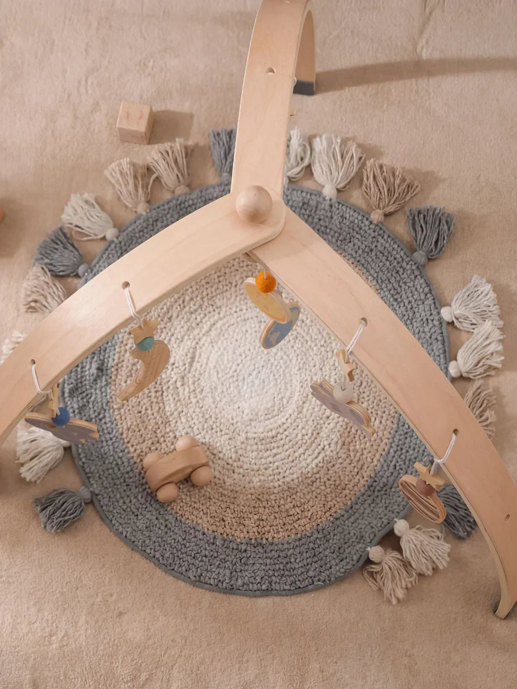 Wooden Baby Play Gym — Space Theme Motif, Stable Dome Structure