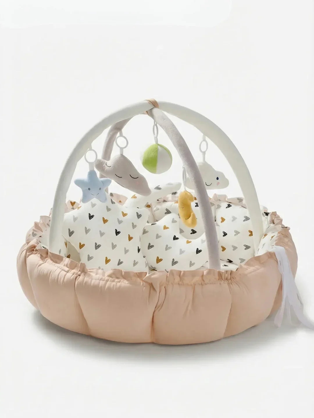 Tapete de atividades 2 em 1 e ginásio de chão com arco sensorial