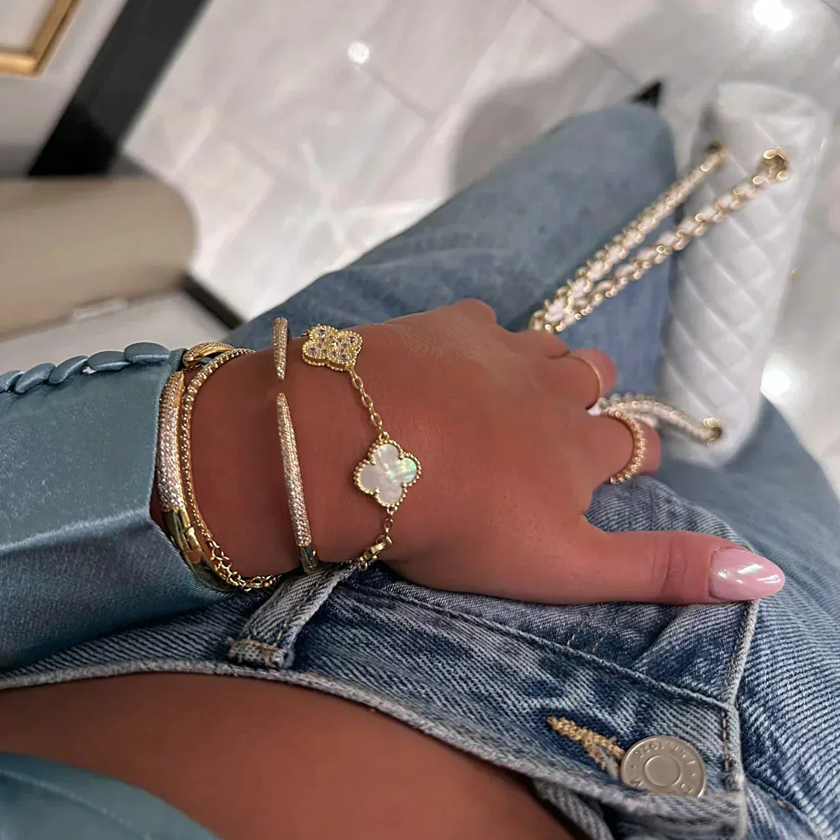 Stella 3-in-1-Schmuckset mit vierblättrigem Kleeblatt — Armband