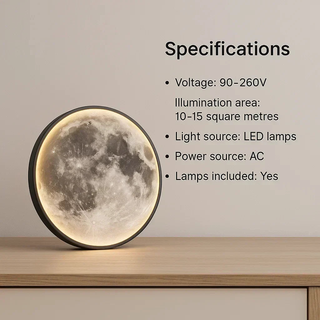NovaLume Moon Glow LED-lampa — Integrerad dimmerstyrning, jämn månliknande finish