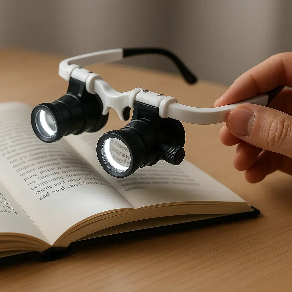 Lunettes-loupes LED ClariVue — Double éclairage, luminosité et grossissement réglables