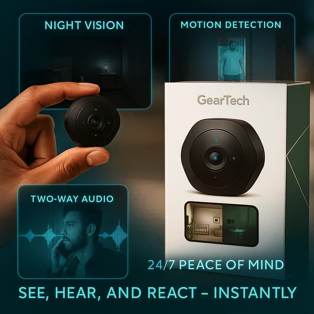 Nexara Mini Security Camera — 1080P HD, Night Vision, Two Way Audio, 30 Feet