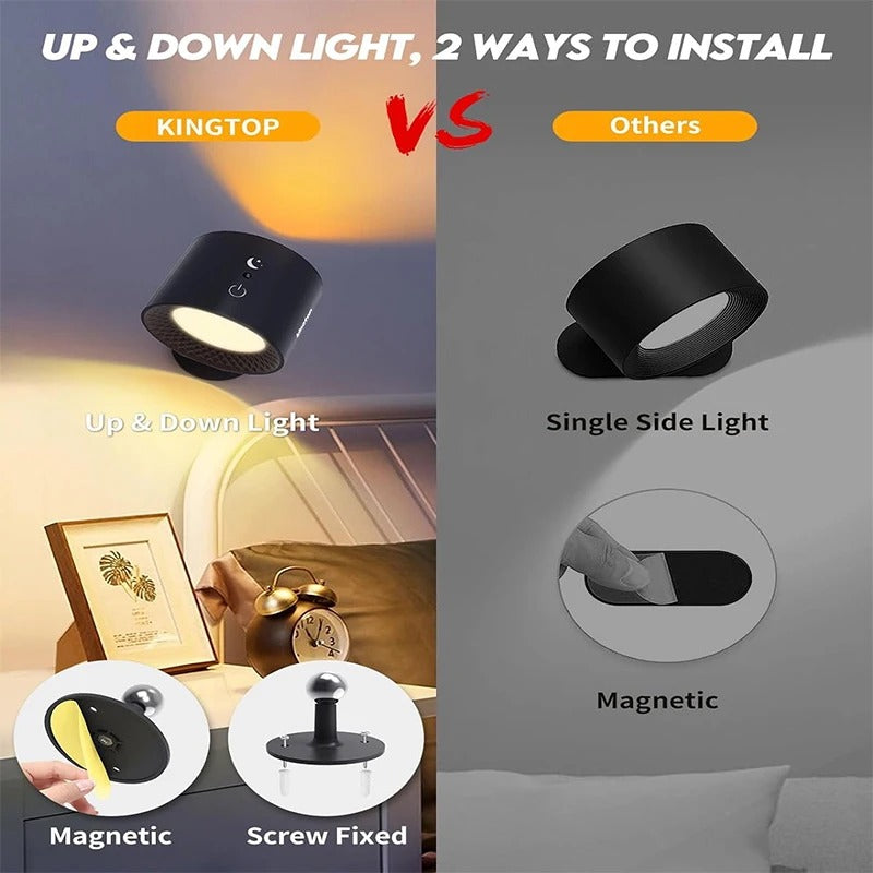 Ładowalna magnetyczna lampa ścienna LED 360° — regulowana lampa bezprzewodowa