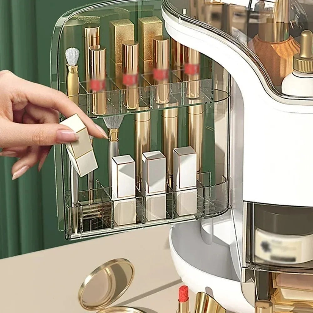 Transparent makeup- og smykkeorganisator — stor støvtæt kosmetikæske