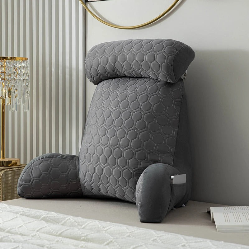 Ergonomisk läskudde med ryggstöd, armstöd och nackstöd