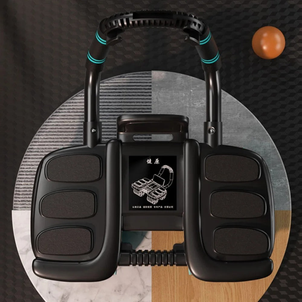 Roda abdominal automática de ressalto com apoios para os cotovelos