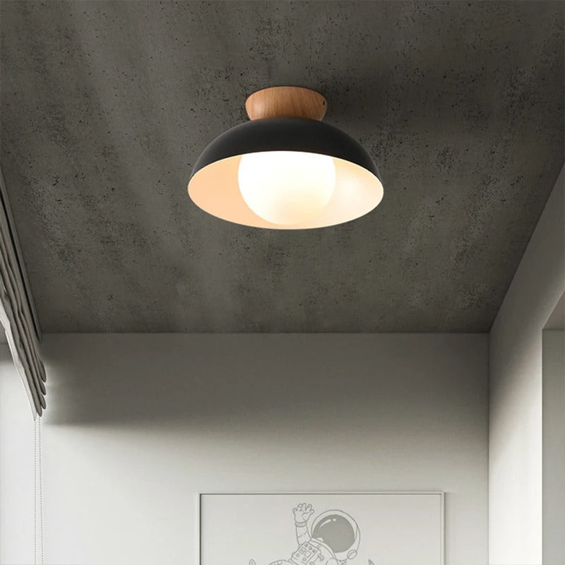 NordicLume Minimalist Ceiling Light With Wood Iron Finish