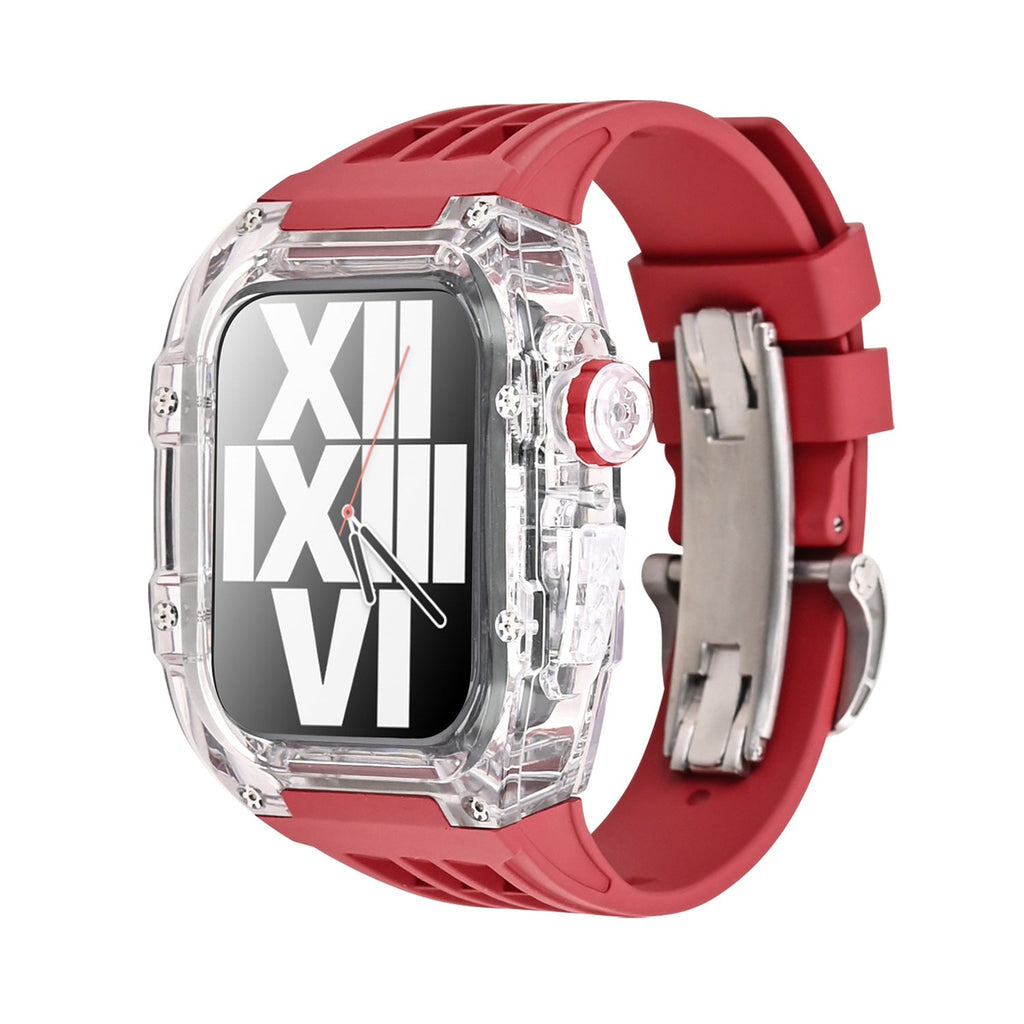 Transparentes Apple-Watch-Schutzgehäuse der RM-V30-Glacier-Serie mit Fluorkautschukarmband