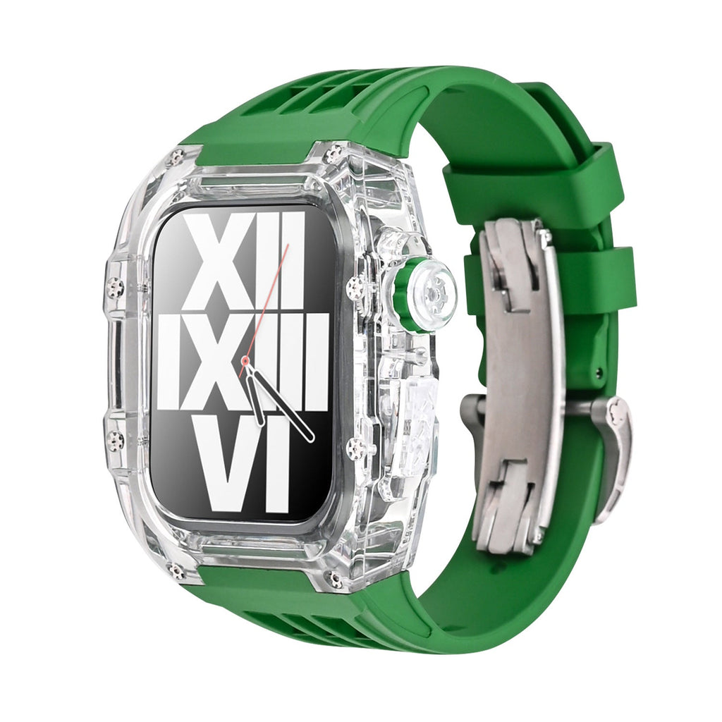 Transparentes Apple-Watch-Schutzgehäuse der RM-V30-Glacier-Serie mit Fluorkautschukarmband