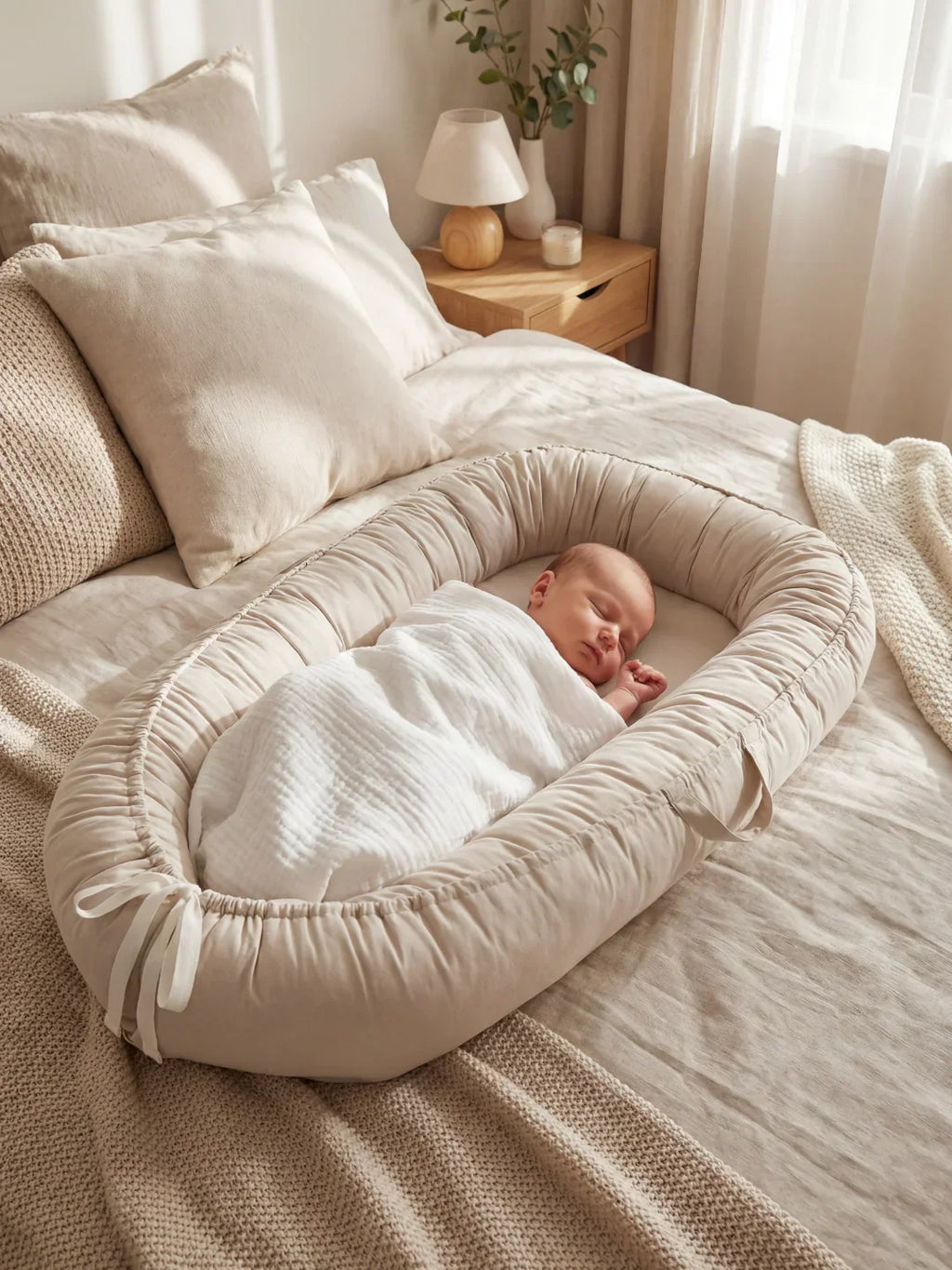 Soft Cotton Baby Nest — Contoured Sleeper Pod Design