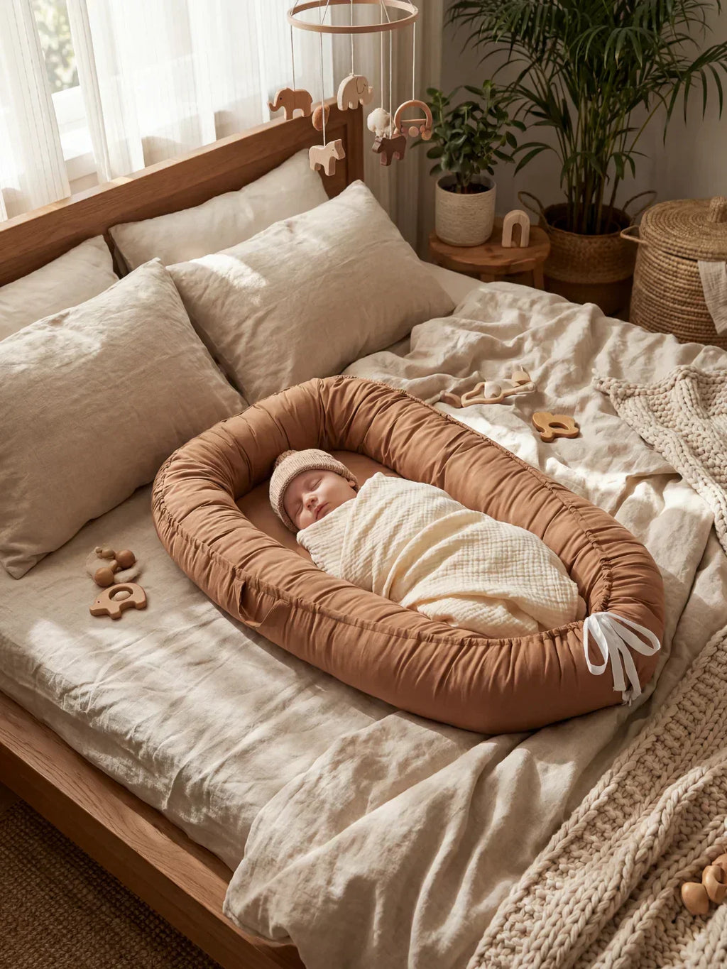 Soft Cotton Baby Nest — Contoured Sleeper Pod Design