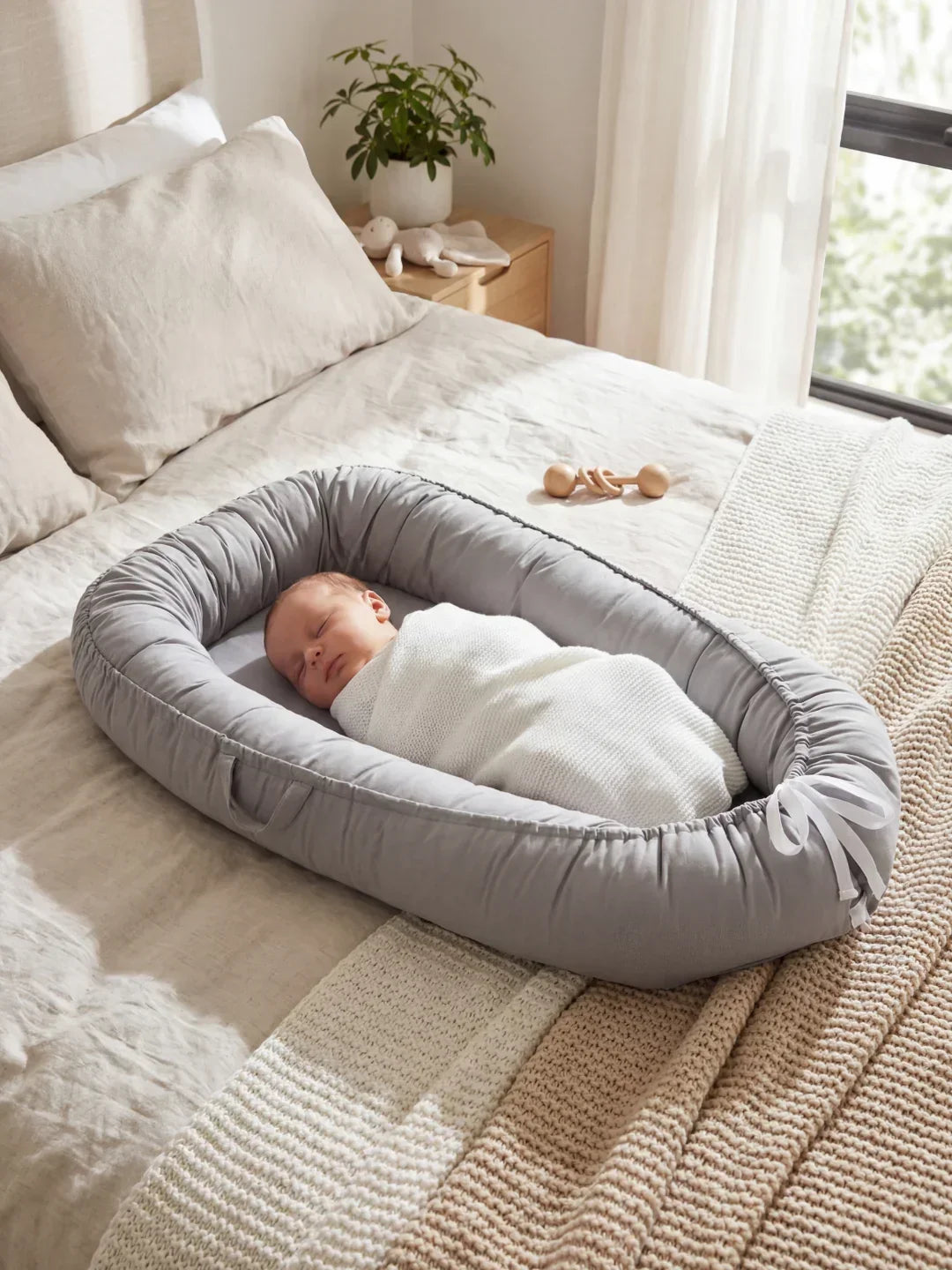 Soft Cotton Baby Nest — Contoured Sleeper Pod Design