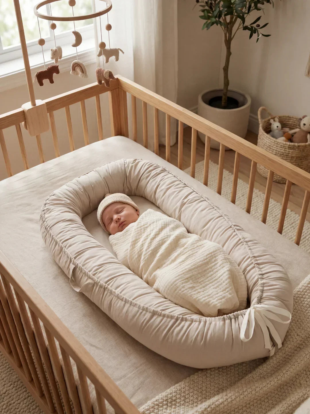 Soft Cotton Baby Nest — Contoured Sleeper Pod Design