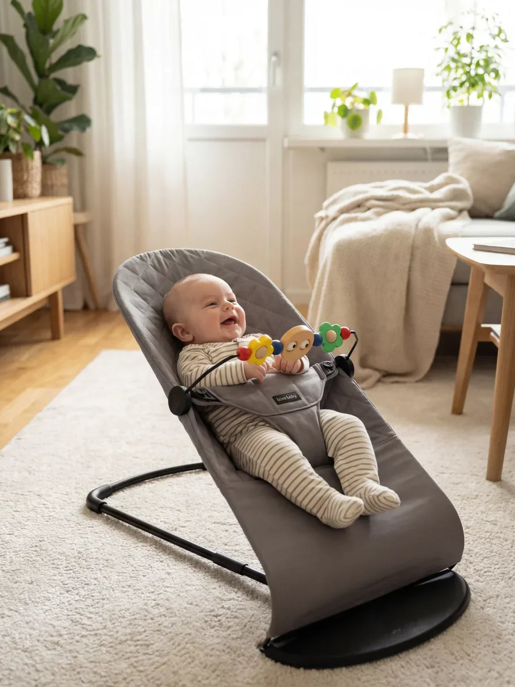 Collapsible Baby Bouncer Chair — Interactive Toy Arch Stand