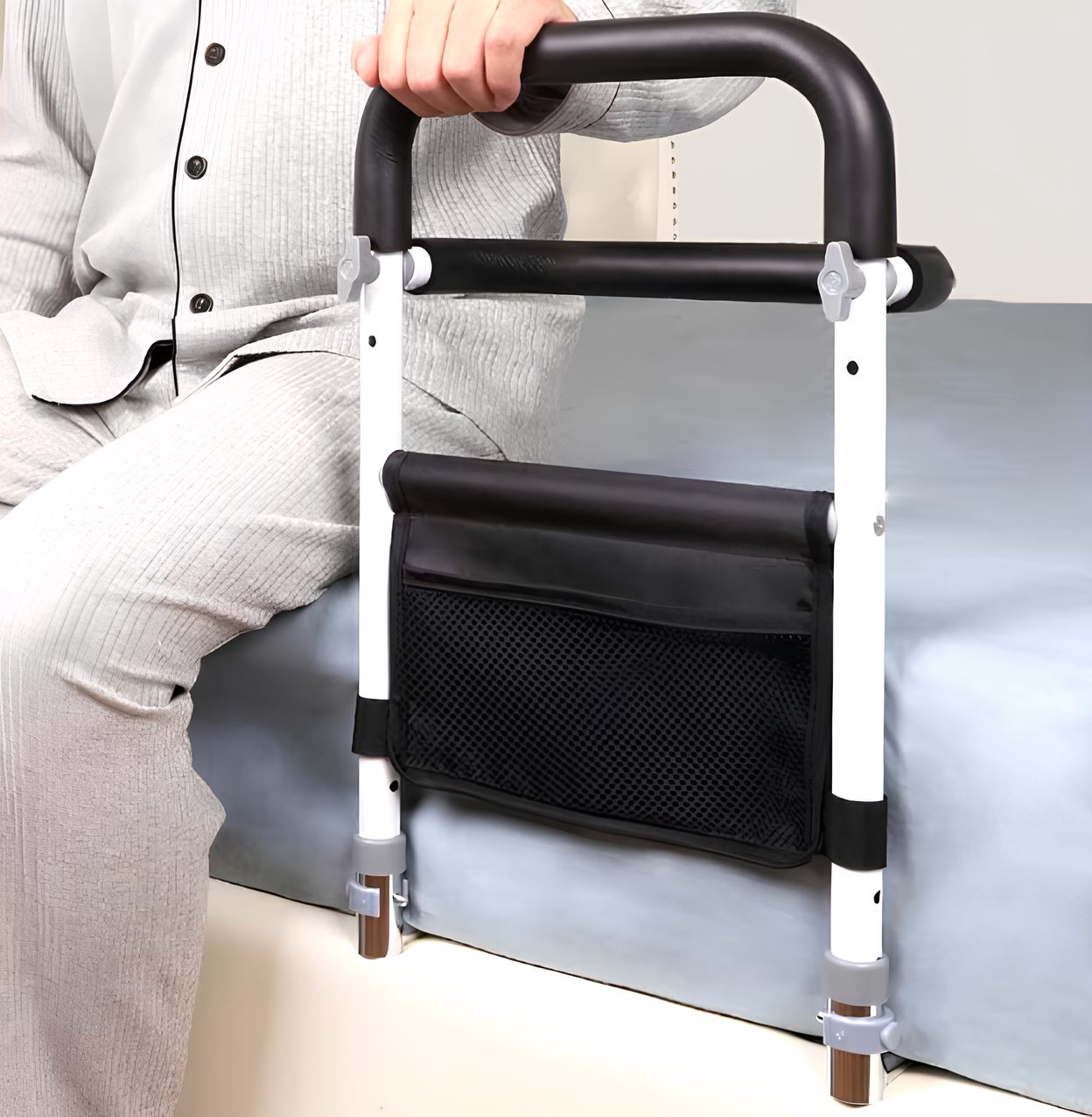 Barra di supporto GripStander per letto — Struttura robusta, maniglie ergonomiche per anziani