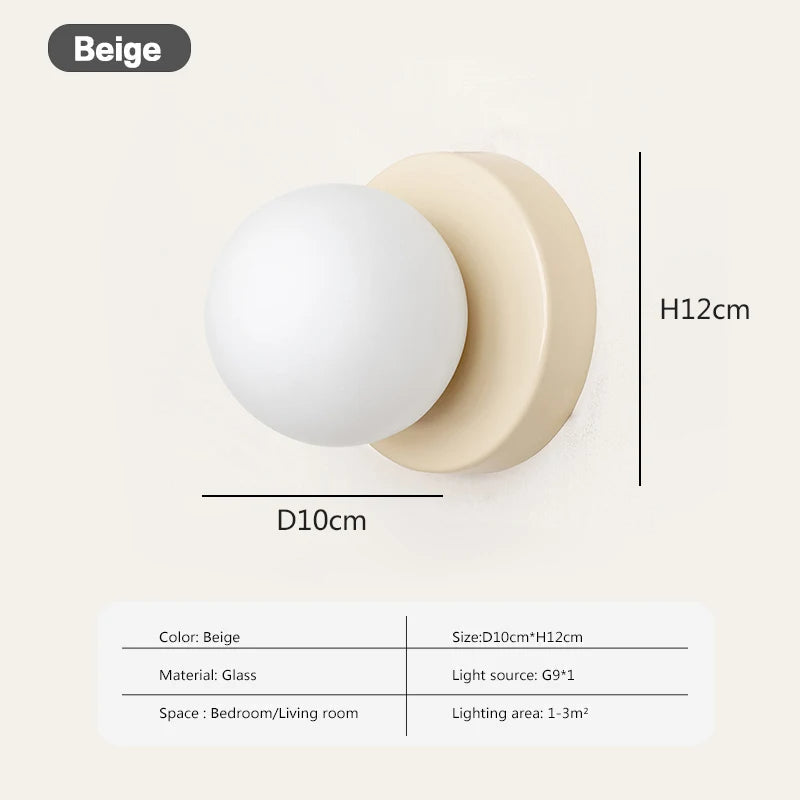 Scandinavische G9-wandlamp met glazen bolkap — minimalistisch bolontwerp