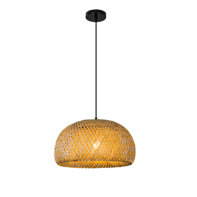 Bamboo Pendant Light — Woven Hanging Lamp, Statement Decor