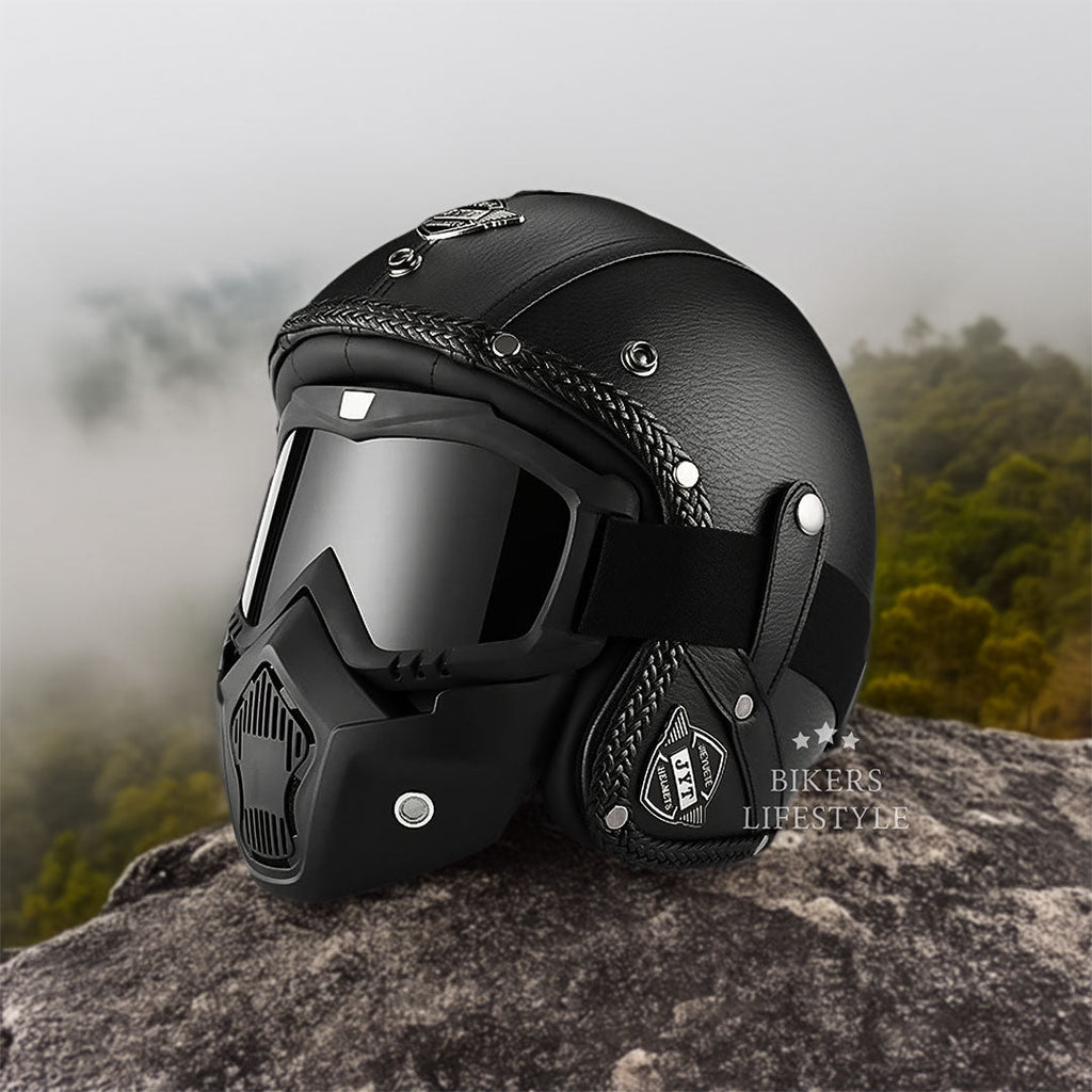 MotoJet Retro Chopper Helmet — DOT and ECE Certified, 3/4 Open Face