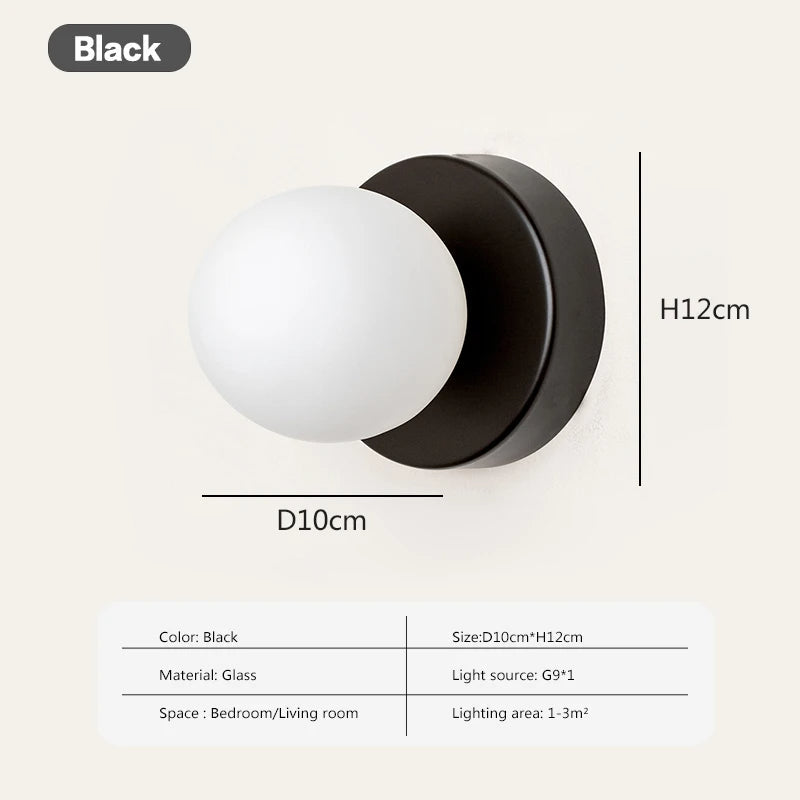 Scandinavische G9-wandlamp met glazen bolkap — minimalistisch bolontwerp