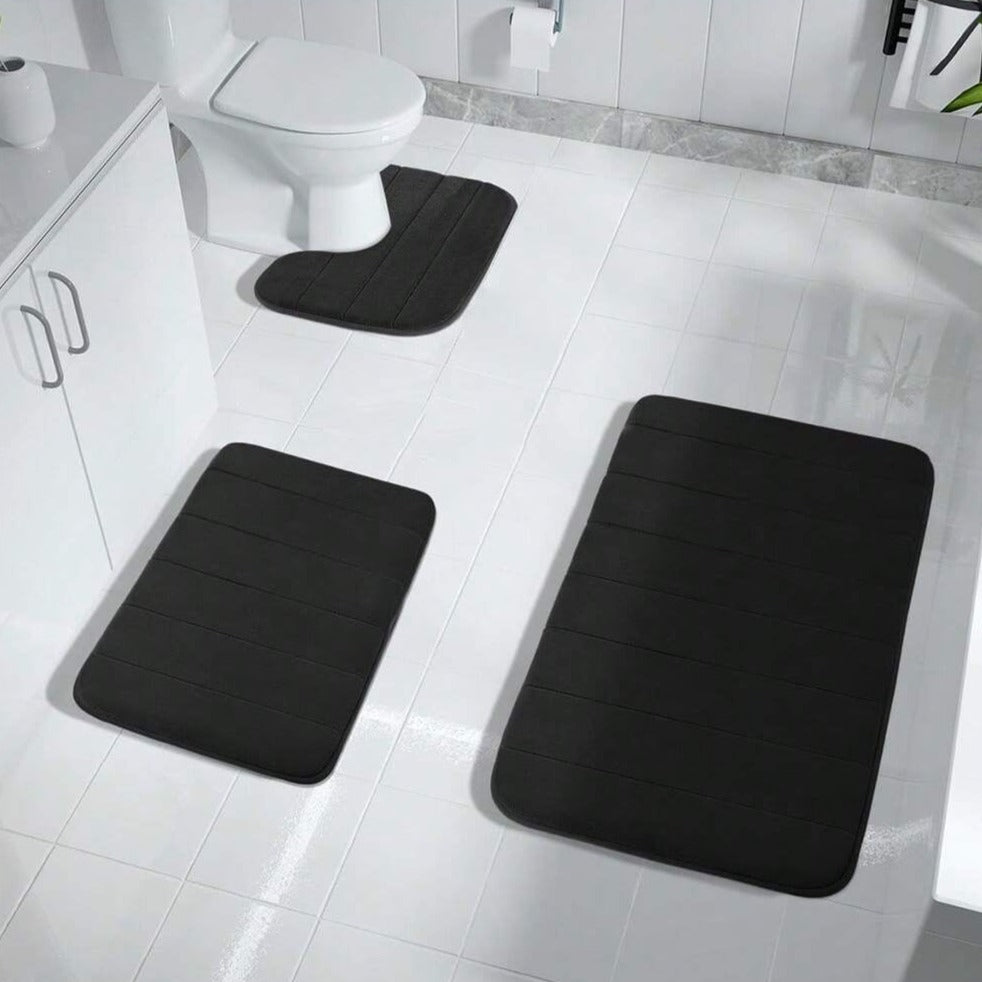 3-Piece Memory Foam Bath Mat Set — Non-Slip, Plush Comfort