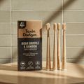 Four-Pack Bamboo Toothbrush Set — Natural Bristle Design