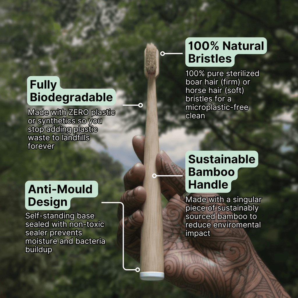 Four-Pack Bamboo Toothbrush Set — Natural Bristle Design