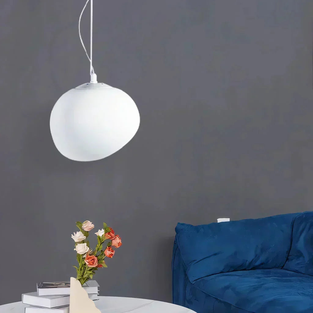 Scandinavian Milk Glass Ceiling Lamp — Organic Design, Translucent Housing, Uniform Light Diffusion