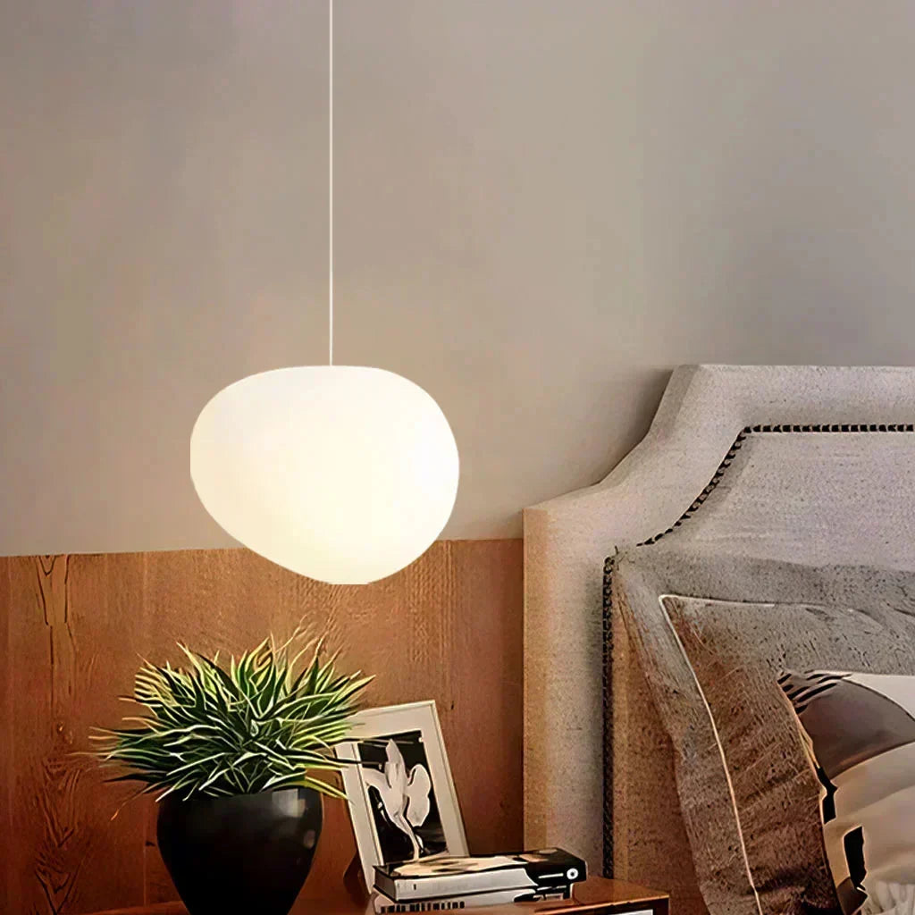 Scandinavian Milk Glass Ceiling Lamp — Organic Design, Translucent Housing, Uniform Light Diffusion