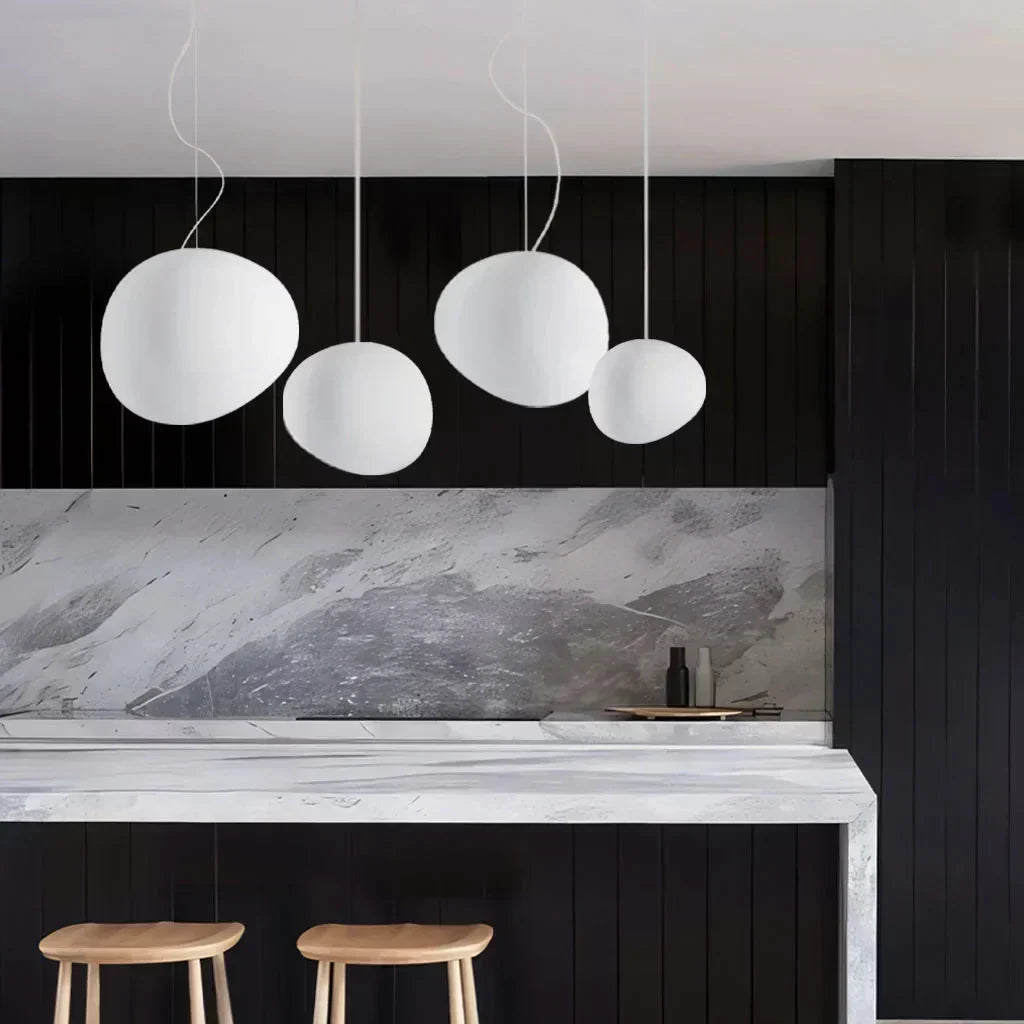 Scandinavian Milk Glass Ceiling Lamp — Organic Design, Translucent Housing, Uniform Light Diffusion