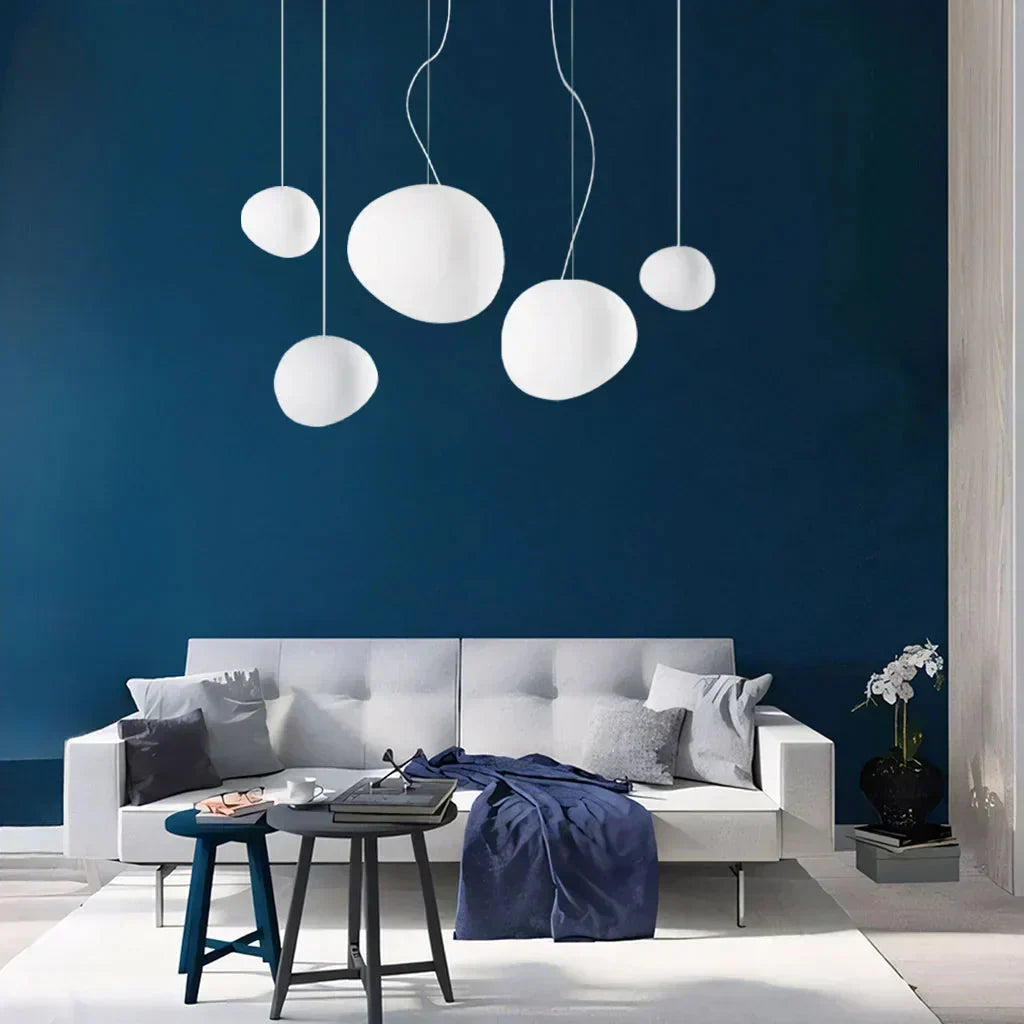 Scandinavian Milk Glass Ceiling Lamp — Organic Design, Translucent Housing, Uniform Light Diffusion