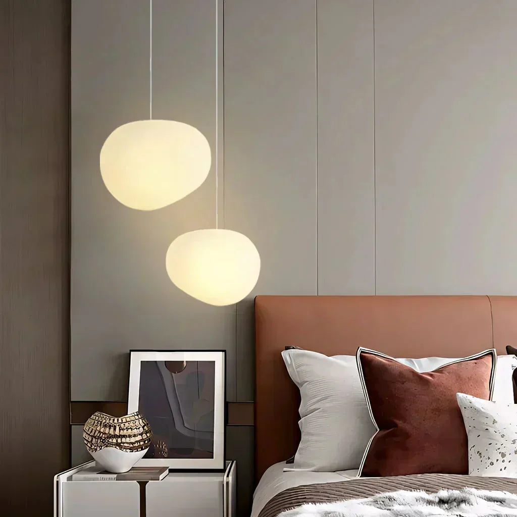 Scandinavian Milk Glass Ceiling Lamp — Organic Design, Translucent Housing, Uniform Light Diffusion