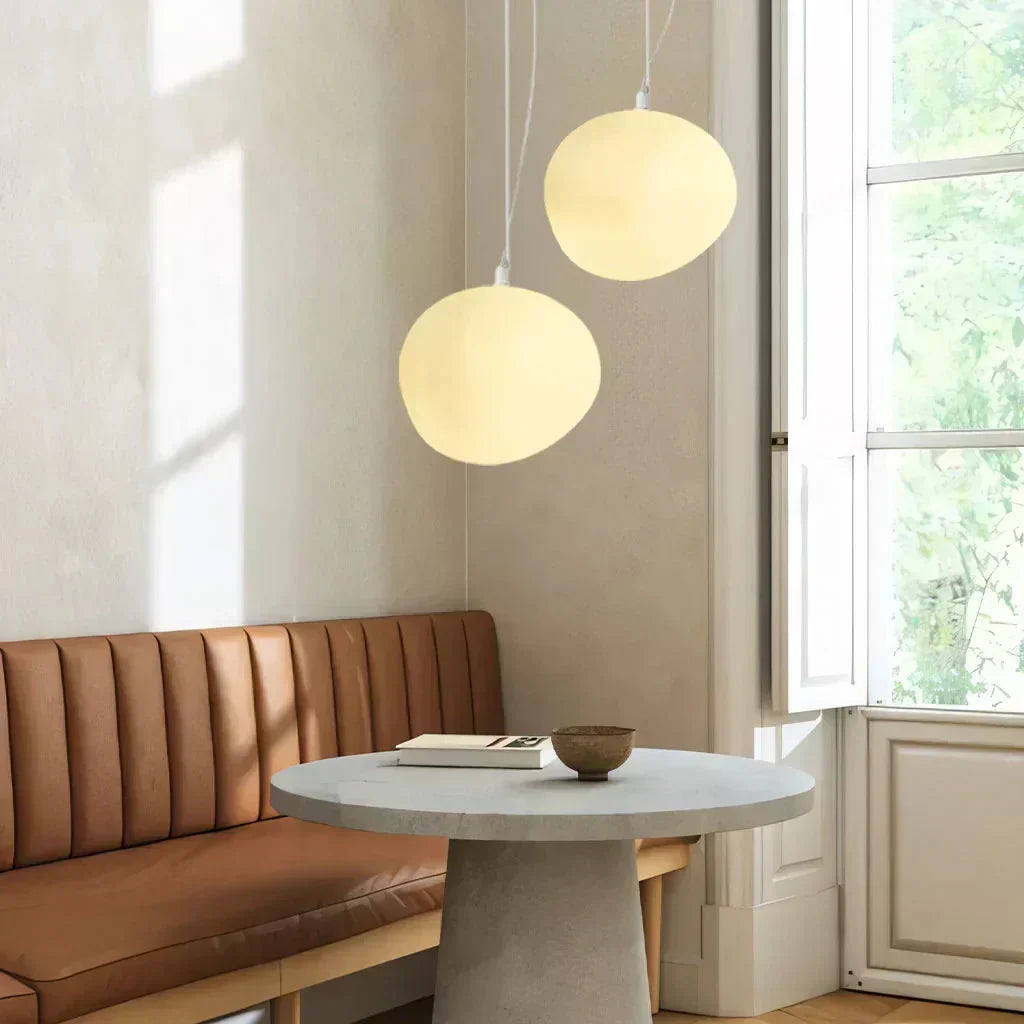 Scandinavian Milk Glass Ceiling Lamp — Organic Design, Translucent Housing, Uniform Light Diffusion