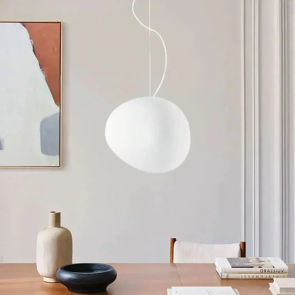 Scandinavian Milk Glass Ceiling Lamp — Organic Design, Translucent Housing, Uniform Light Diffusion