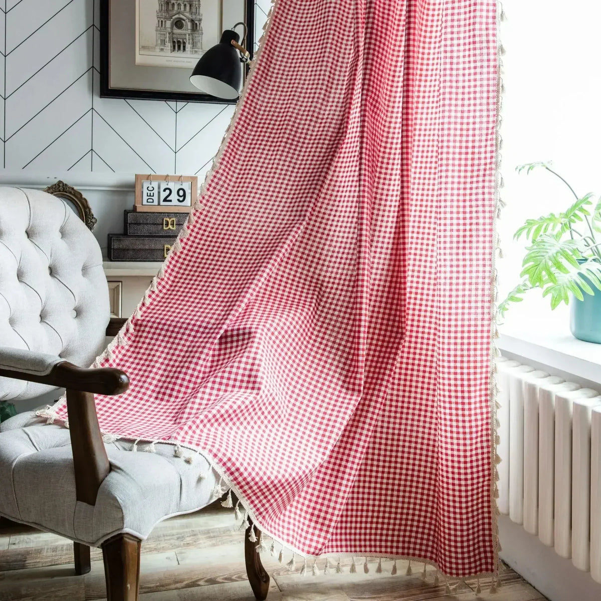 BOHO BREEZE Minimalistischer Vorhang mit handgenähter Spitze