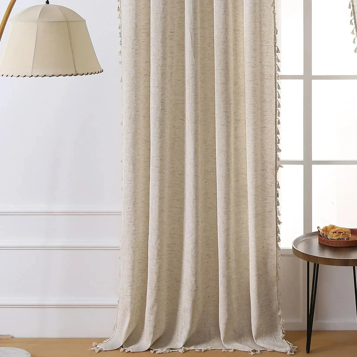 BOHO BREEZE Minimalistischer Vorhang mit handgenähter Spitze