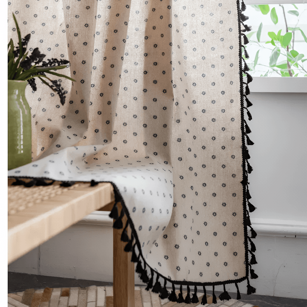 BOHO BREEZE Minimalistischer Vorhang mit handgenähter Spitze