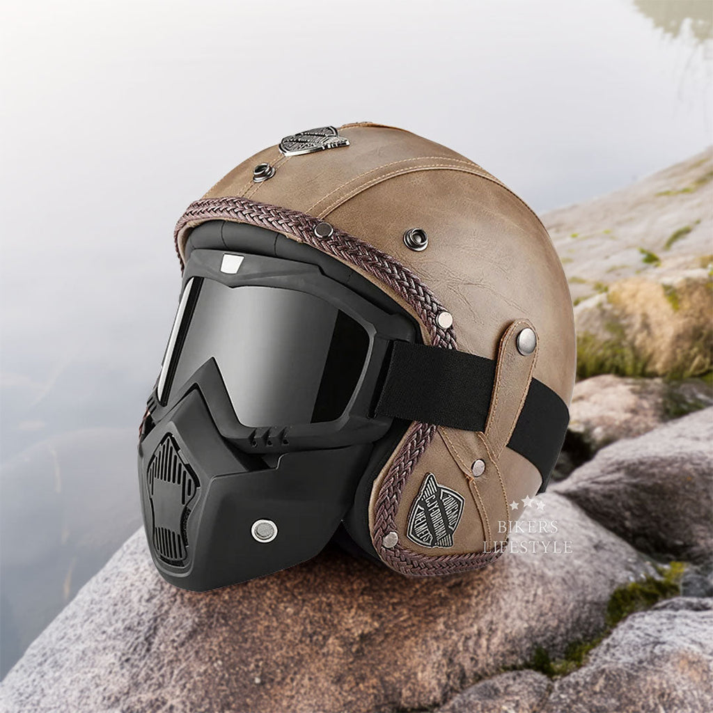 MotoJet Retro Chopper Helmet — DOT and ECE Certified, 3/4 Open Face