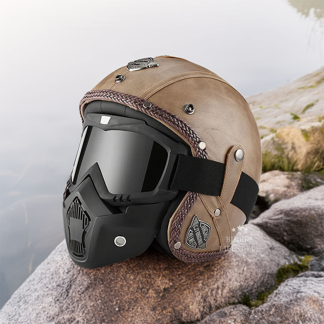 MotoJet Retro Chopper Helmet — DOT and ECE Certified, 3/4 Open Face
