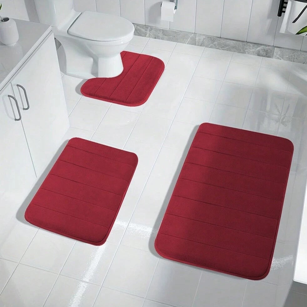 3-Piece Memory Foam Bath Mat Set — Non-Slip, Plush Comfort
