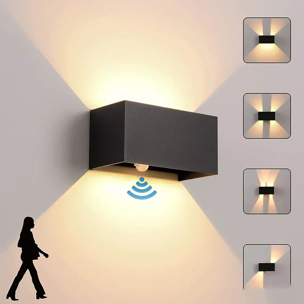 AstraGuard IP65 Black Outdoor Wall Light With Motion Sensor