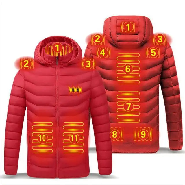 Veste à capuche chauffante électrique à 11 zones — Chaleur hivernale