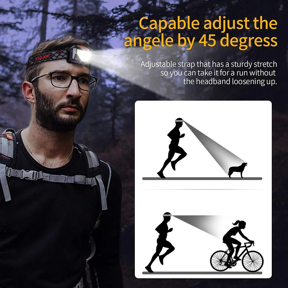 Motion Sensor LED Headlamp — 8 Lighting Modes, Hands-Free Use