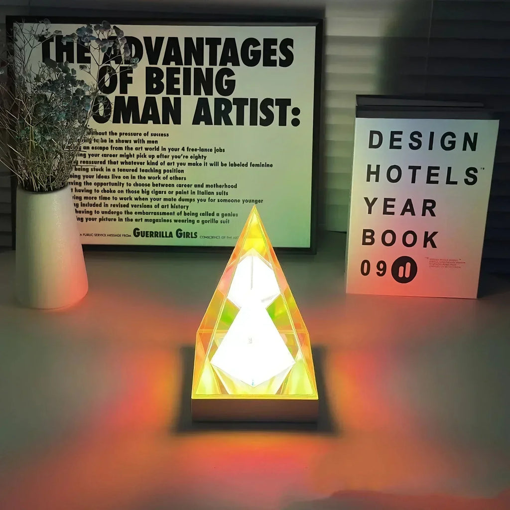Crystal Light Pyramid — Mesmerizing Neon Color Display