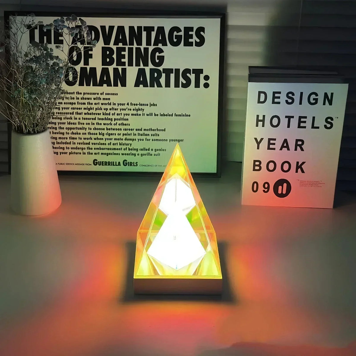 Crystal Light Pyramid — Mesmerizing Neon Color Display