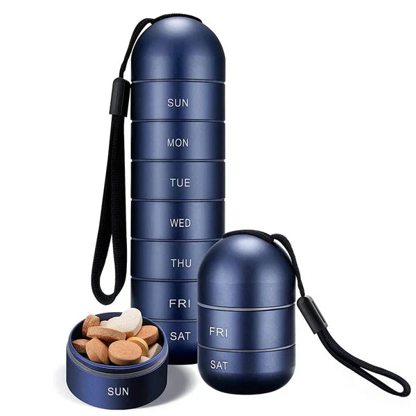 Aluminum 7 Days Portable Pill Organizer for Travel, Pill Box Pill Container | Filindra