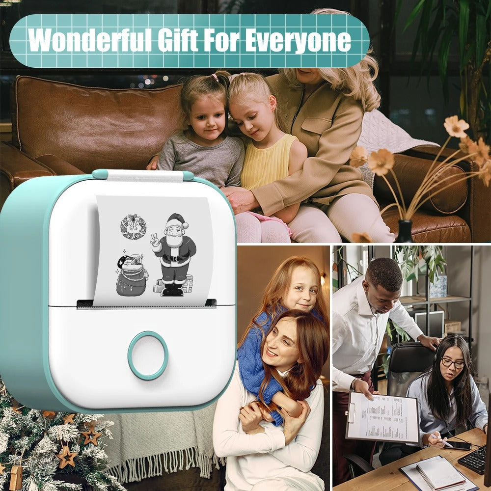 Przenośna mini drukarka — bezatramentowa drukarka fotograficzna Bluetooth do natychmiastowych wydruków