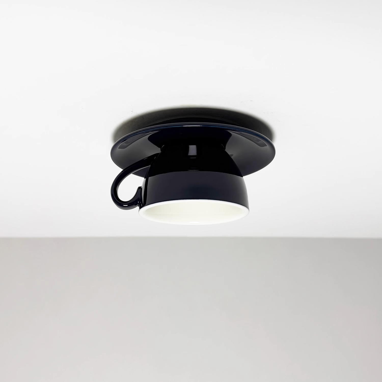 Ceramic Coffee Cup Ceiling Light — Integrated LED, Blue and Pink