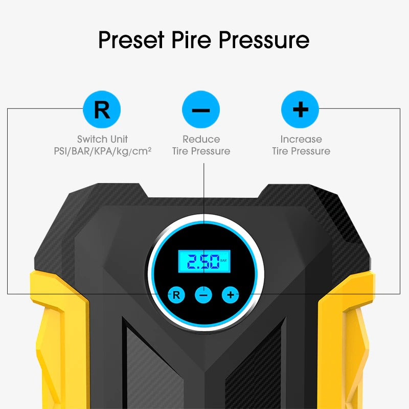 Draagbare autobandencompressor — pomp voor snel oppompen