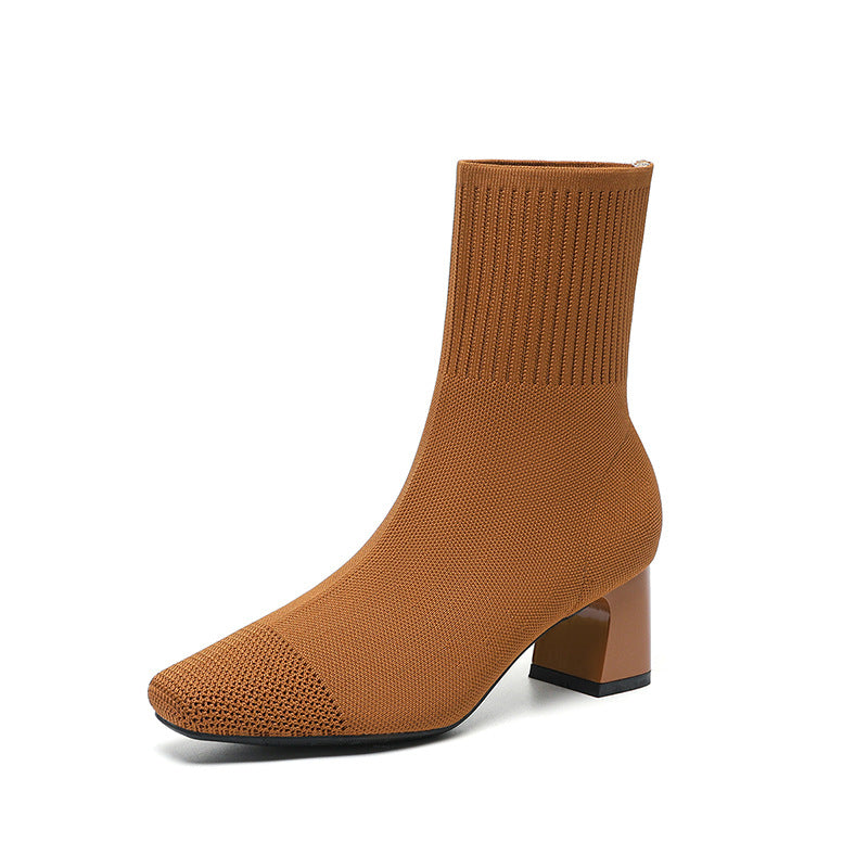 Bottes tricotées pour femmes – Talon haut et style moderne