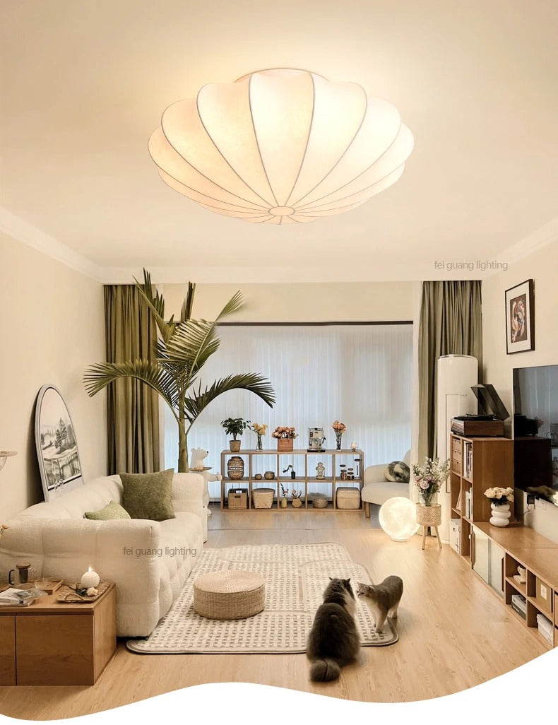 Zen Glow japanskinspirert silkeloftslampe — varmt lys